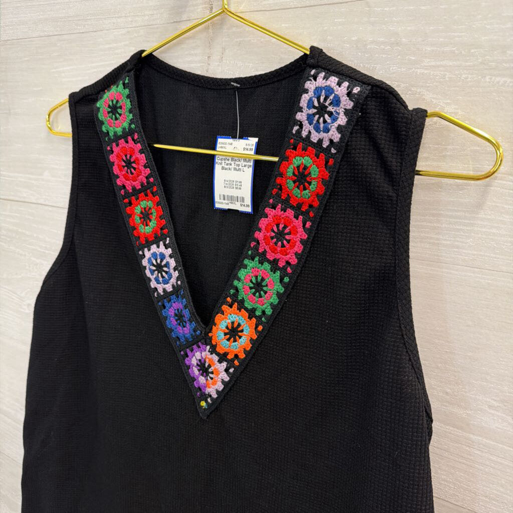 Cupshe Black/ Multi Knit Tank Top Large