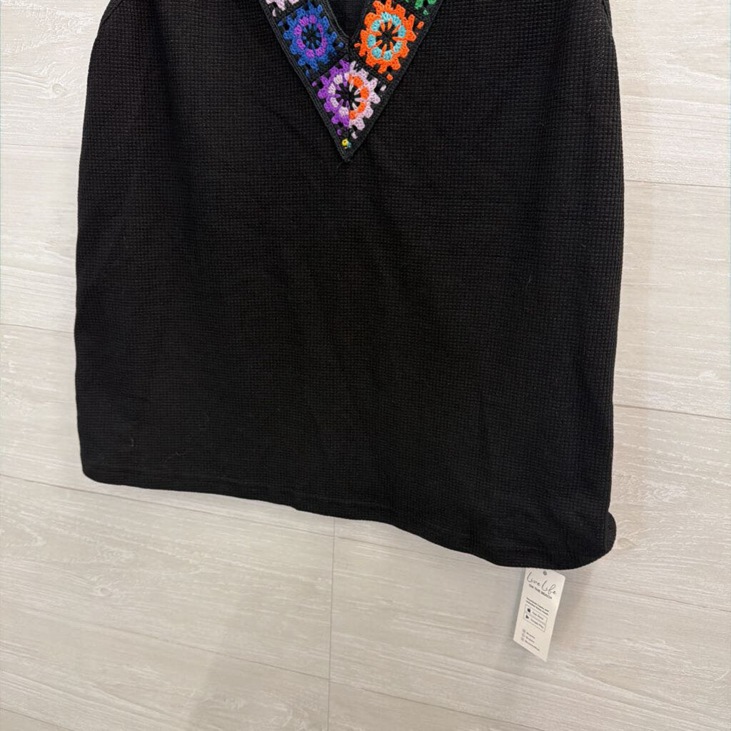 Cupshe Black/ Multi Knit Tank Top Large