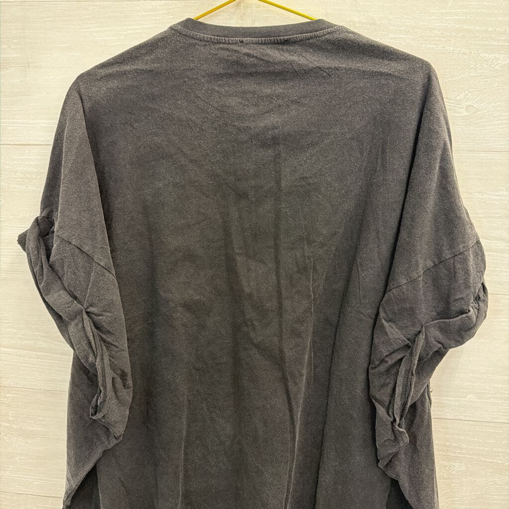 Blue B Grey/ Silver Studded Short Sleeve Boxy Top Medium
