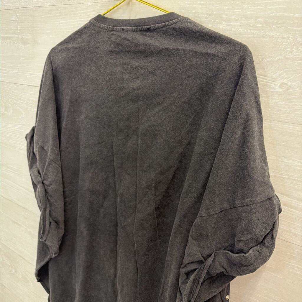 Blue B Grey/ Silver Studded Short Sleeve Boxy Top Medium