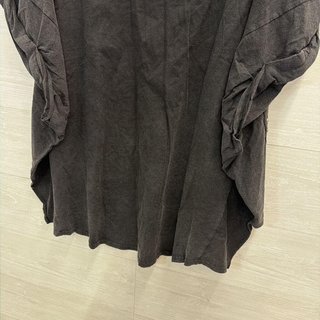Blue B Grey/ Silver Studded Short Sleeve Boxy Top Medium