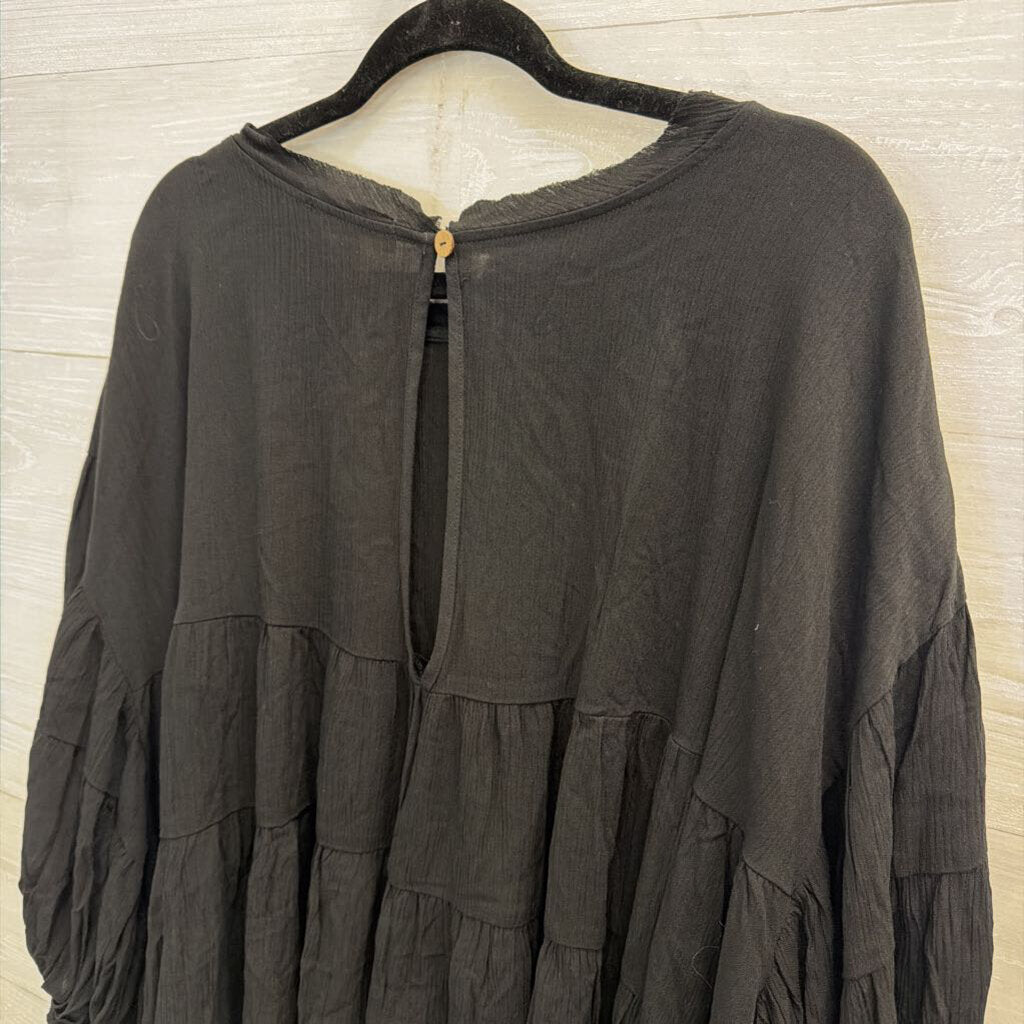 Kye Mi Black Short Puff Sleeve Top Medium