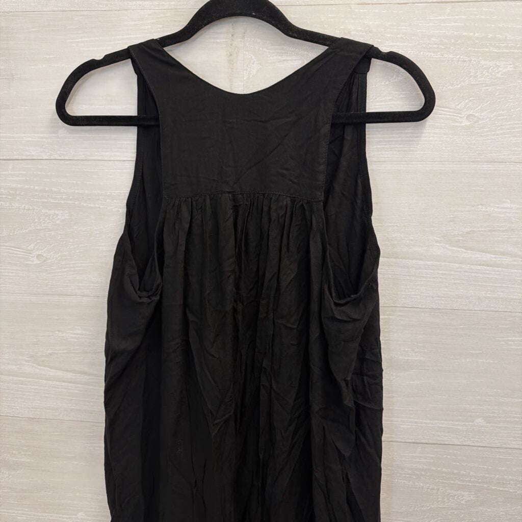 Uma and Leopold Black Beaded Detail Sleeveless Shift Dress Large