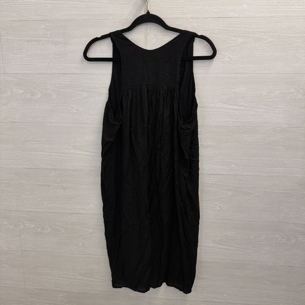 Uma and Leopold Black Beaded Detail Sleeveless Shift Dress Large