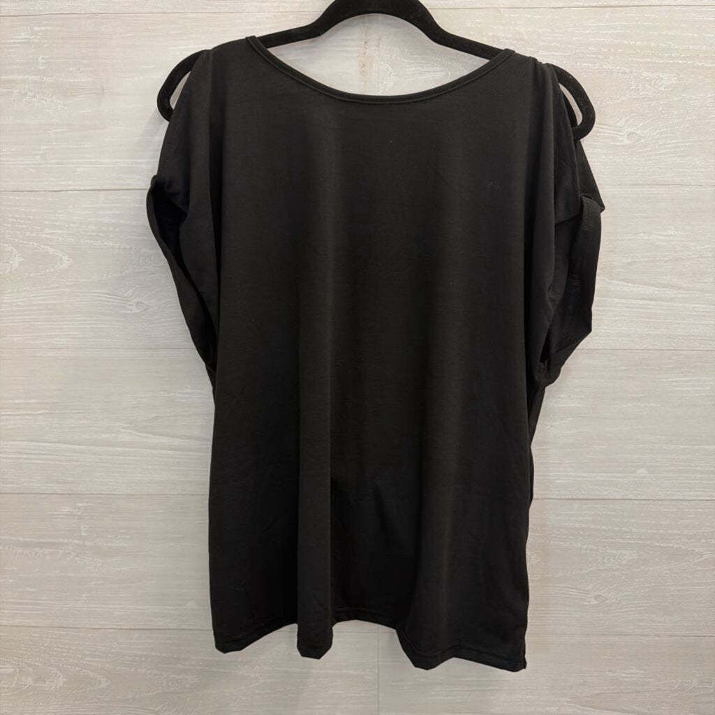 Soly Hux Black Short Sleeve Open Back Top Large