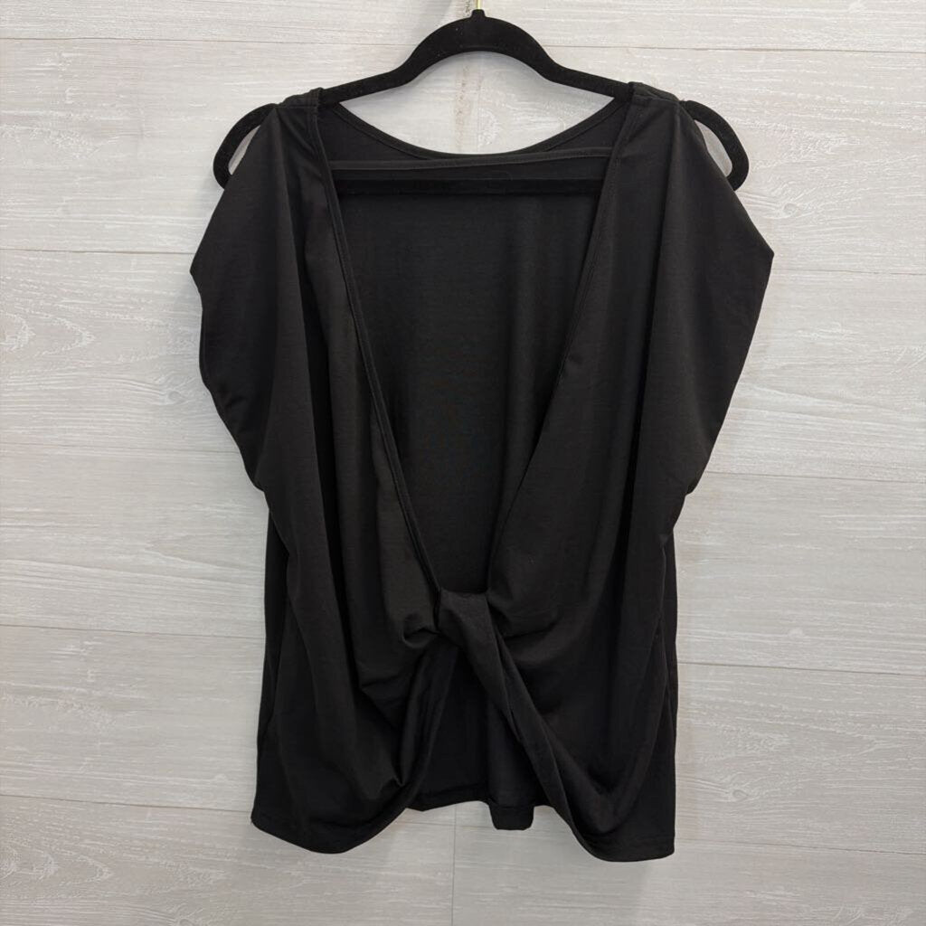 Soly Hux Black Short Sleeve Open Back Top Large