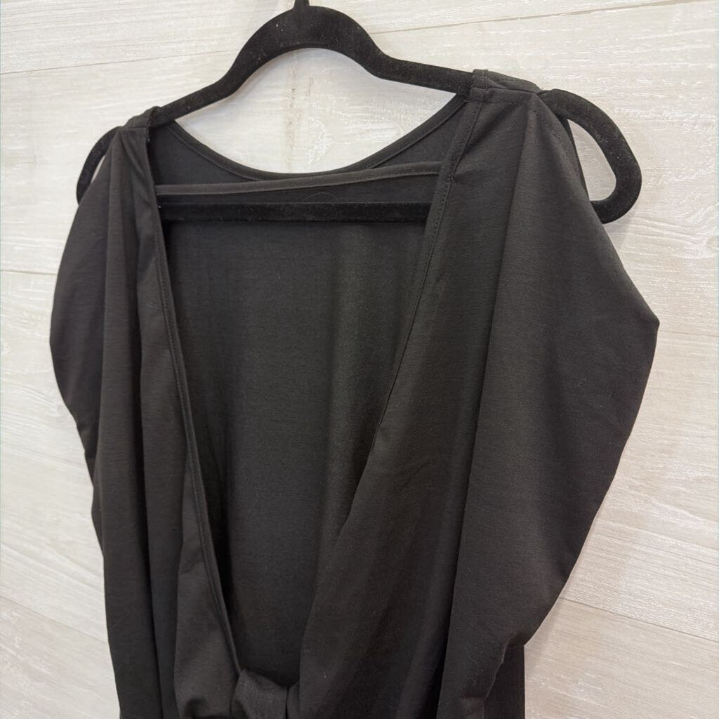 Soly Hux Black Short Sleeve Open Back Top Large