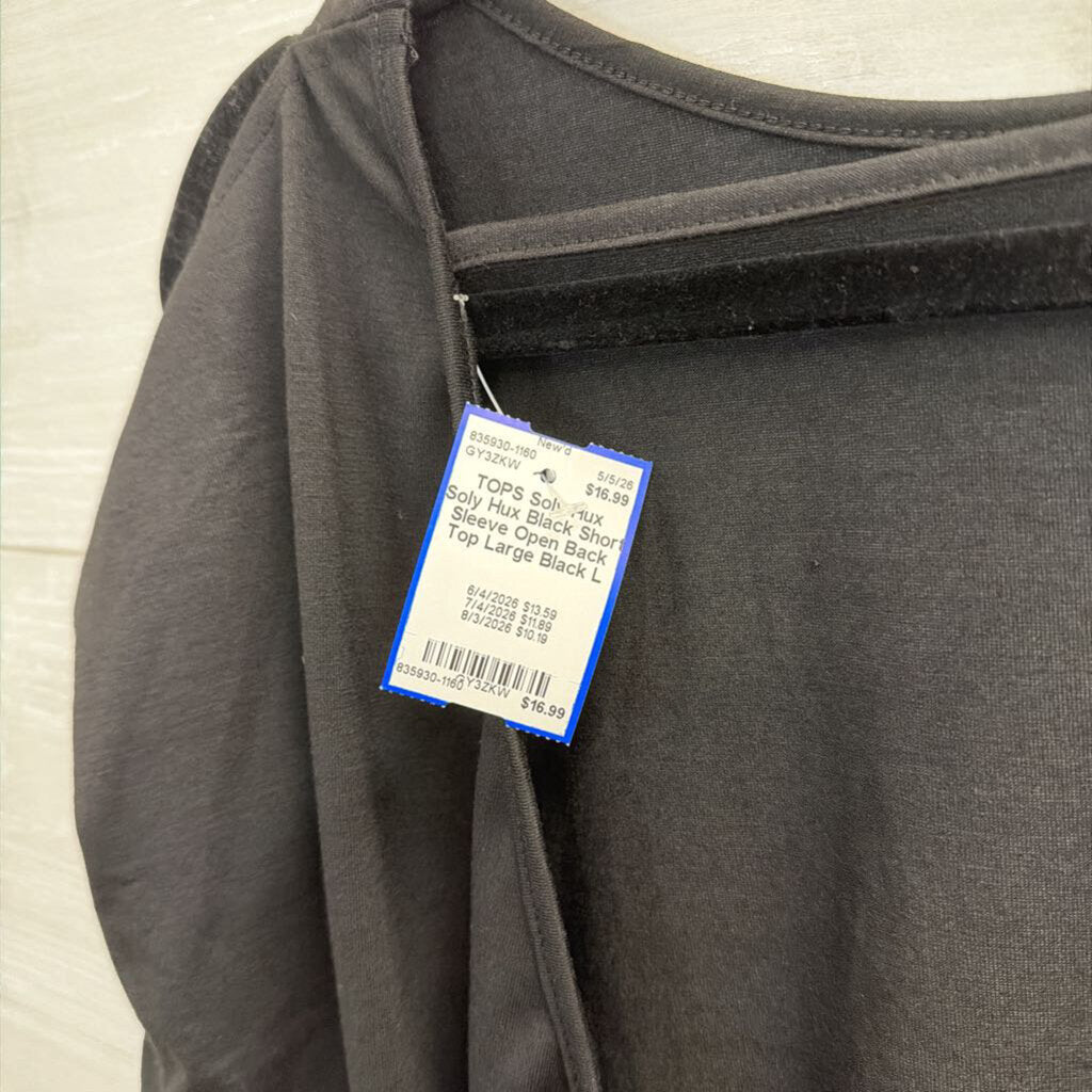 Soly Hux Black Short Sleeve Open Back Top Large