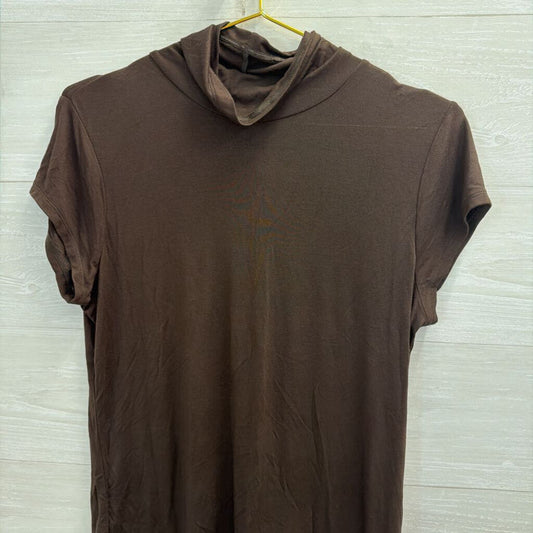 Cabi Brown Short Sleeve Mock Neck Top Medium