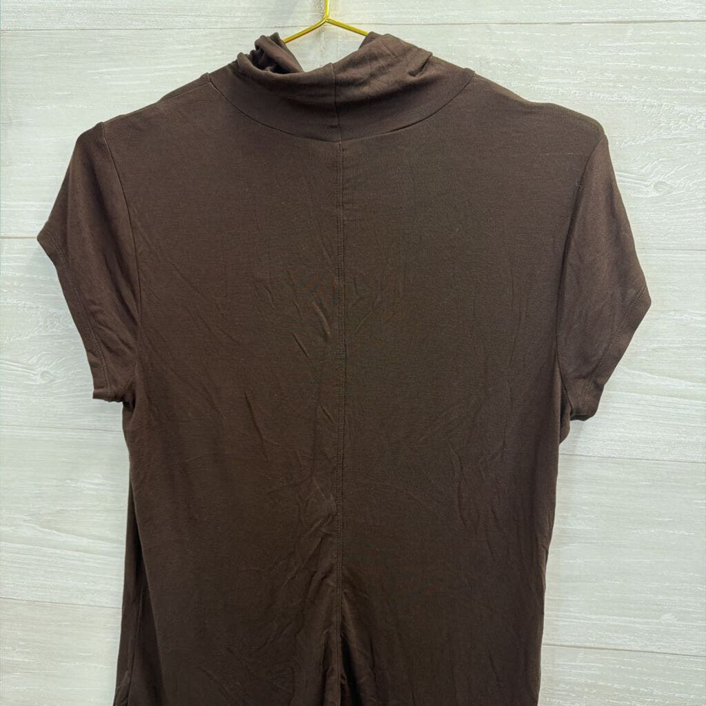 Cabi Brown Short Sleeve Mock Neck Top Medium