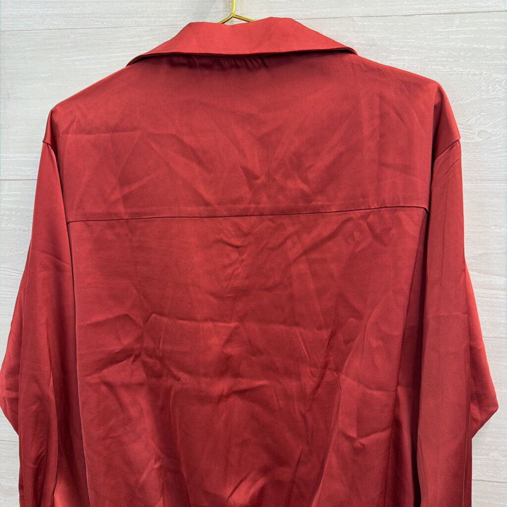 Vici Red Silky Long Sleeve Top Large