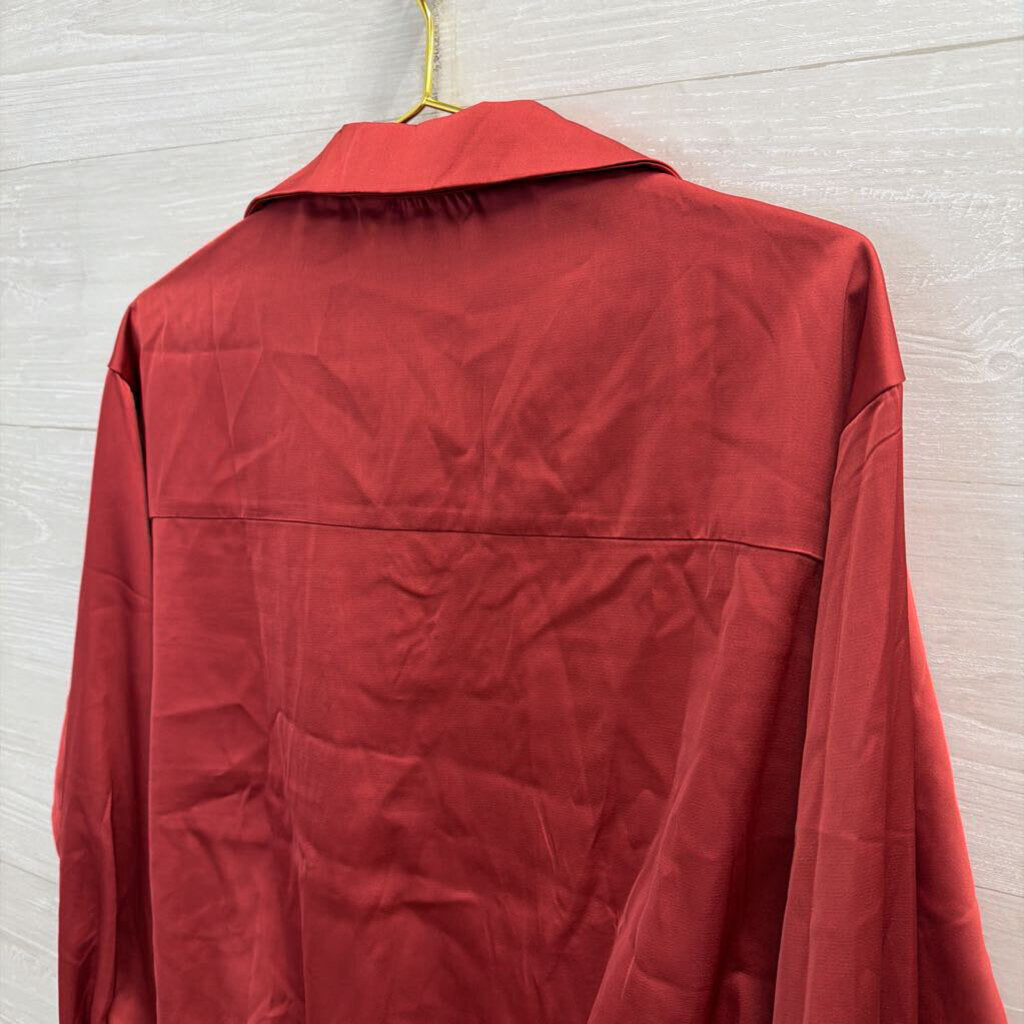 Vici Red Silky Long Sleeve Top Large