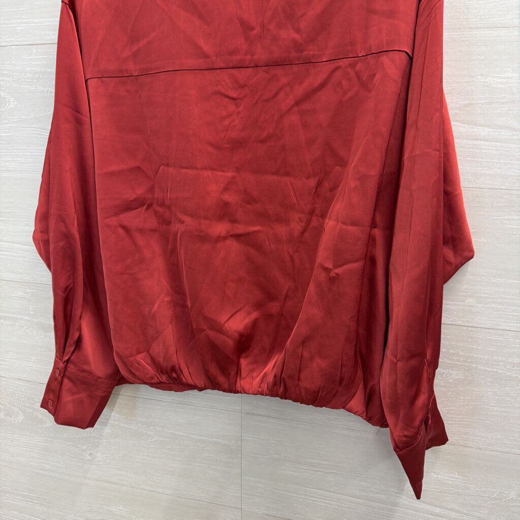 Vici Red Silky Long Sleeve Top Large