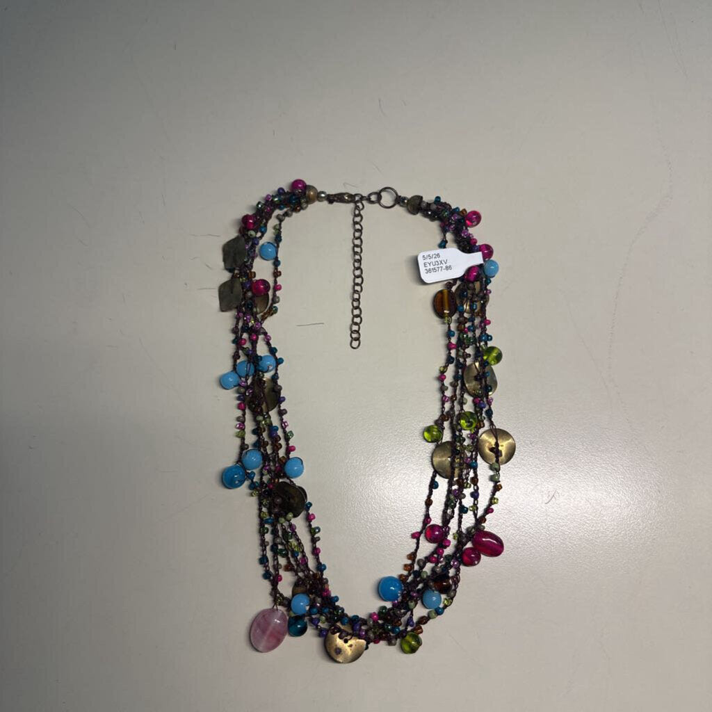 Multi Color Stone Layered Necklace