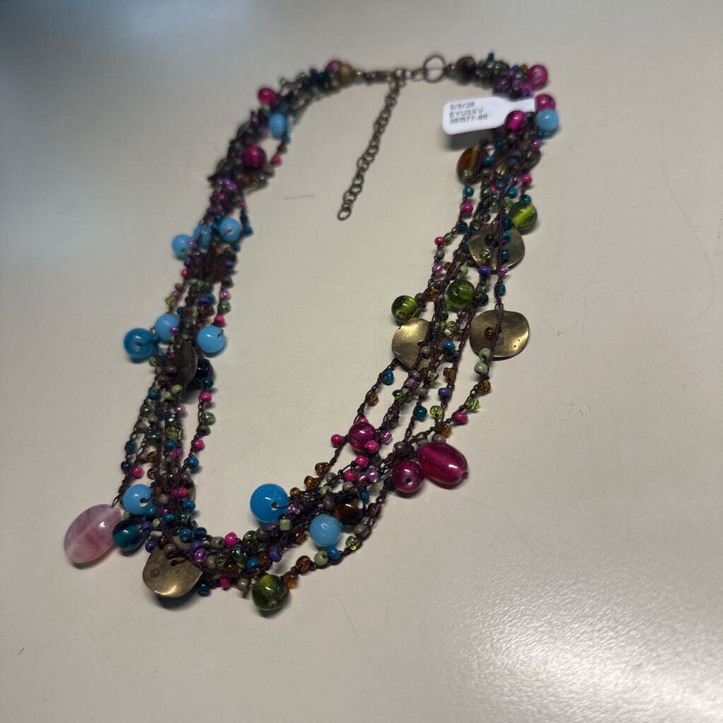 Multi Color Stone Layered Necklace