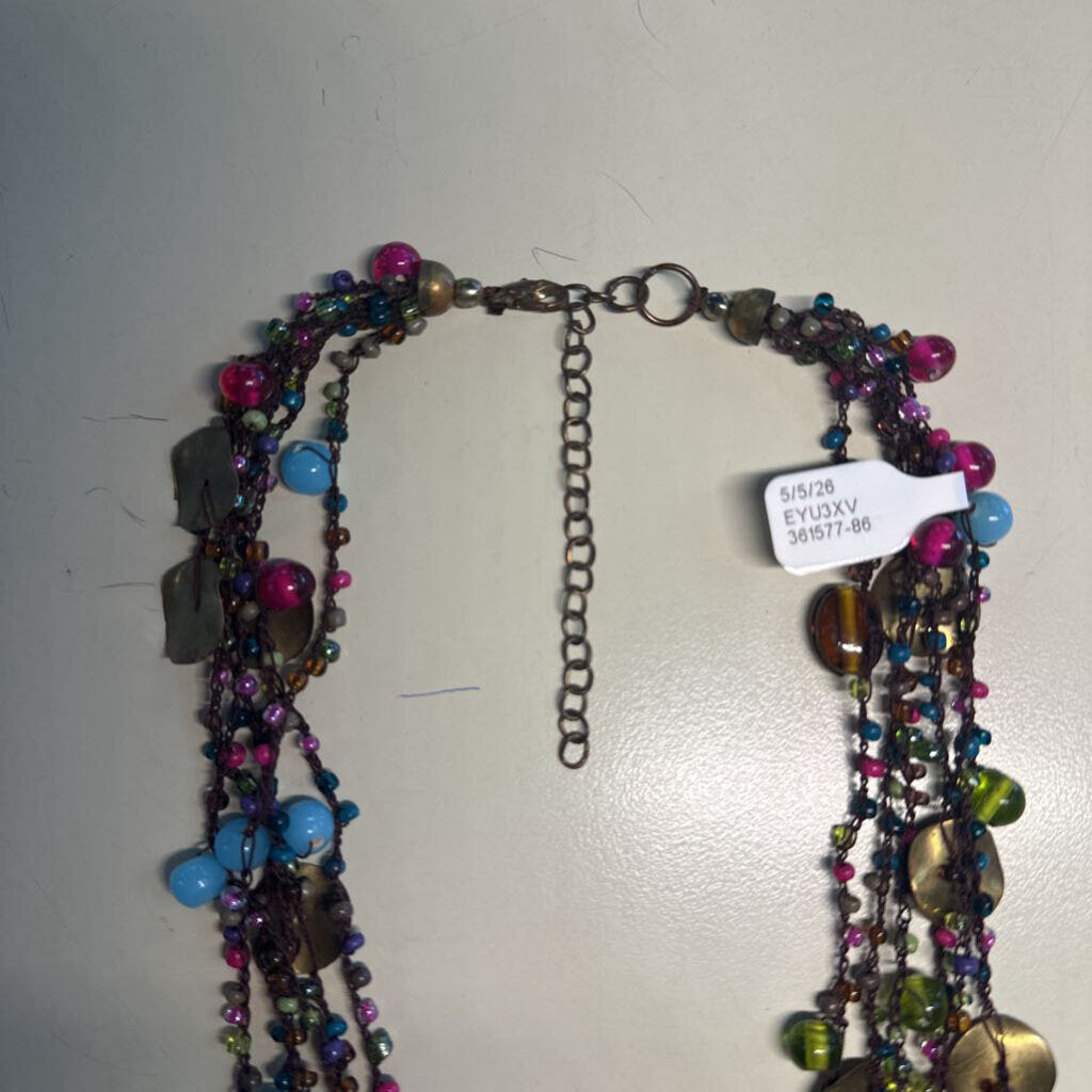 Multi Color Stone Layered Necklace