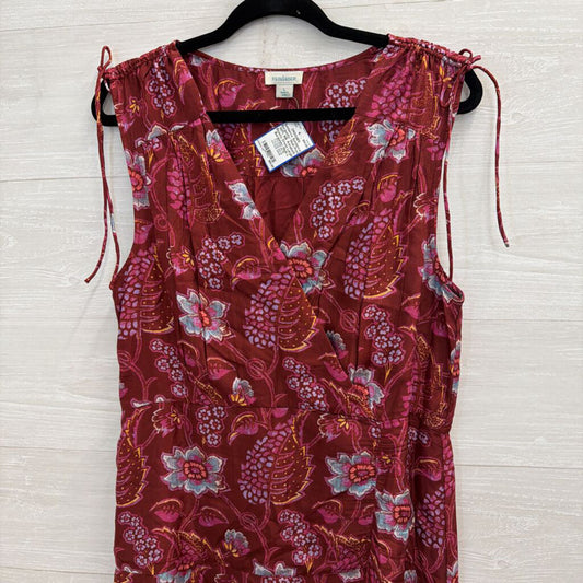 Sundance Burgundy/ Multi Print 100% Silk Annabeth Beauty Dress Large