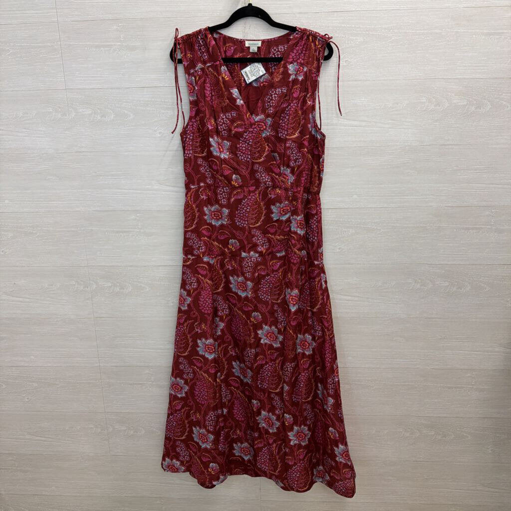 Sundance Burgundy/ Multi Print 100% Silk Annabeth Beauty Dress Large