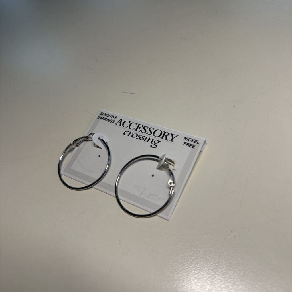 Silver Toned Nickel Free Hoop Earrings