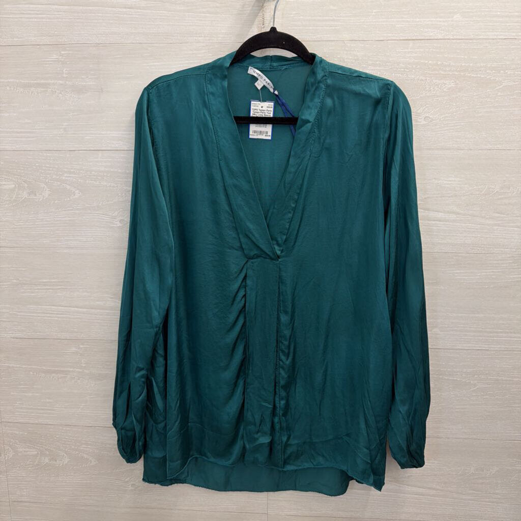Tempo Paris Teal Silky Long Sleeve Top Medium/ Large