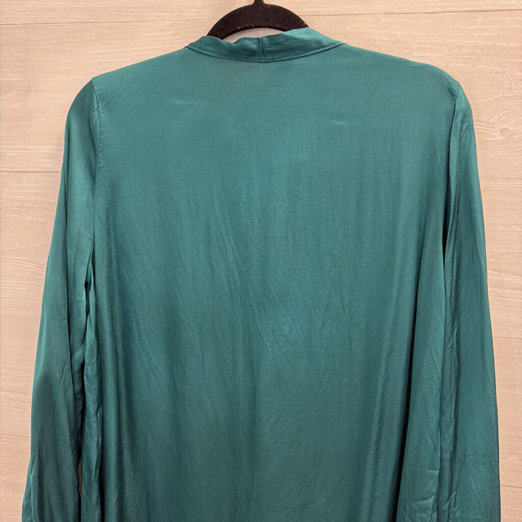 Tempo Paris Teal Silky Long Sleeve Top Medium/ Large