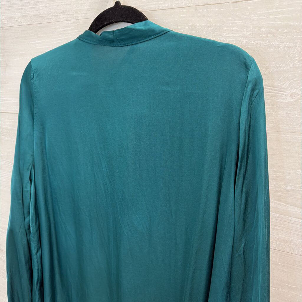 Tempo Paris Teal Silky Long Sleeve Top Medium/ Large