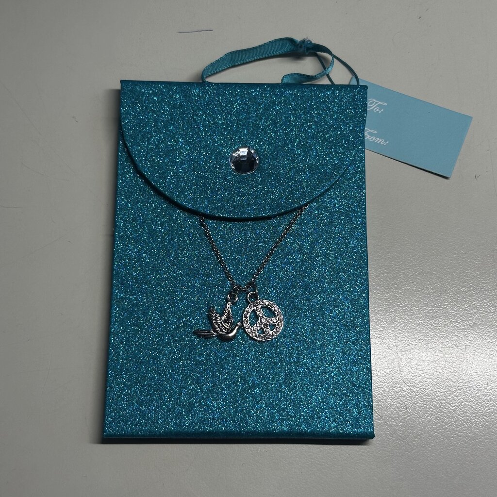 Silver Toned Peace and Dove Charm Necklace