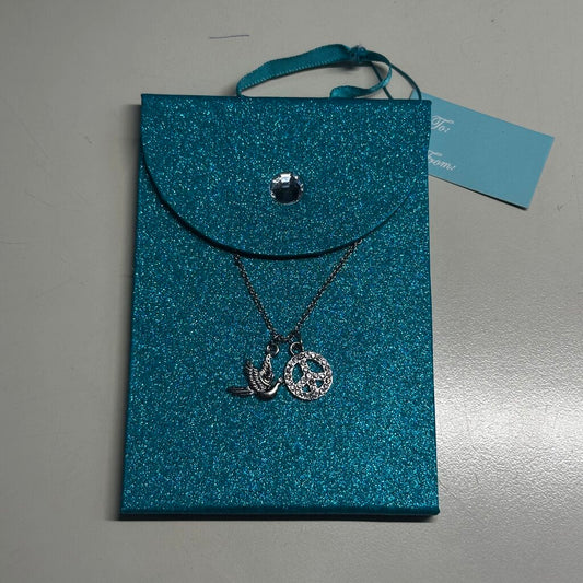 Silver Toned Peace and Dove Charm Necklace