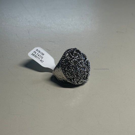 Silver Toned Rope Dome Ring Size 7.5