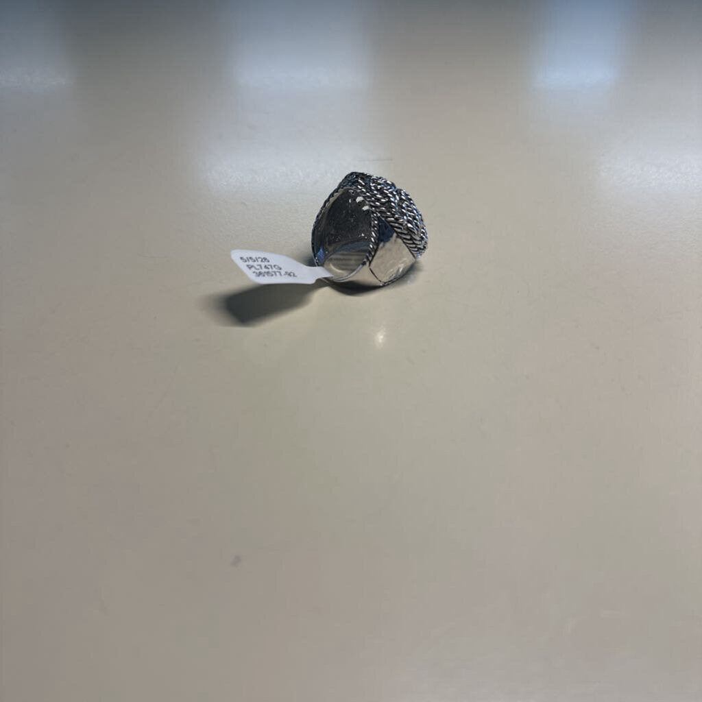 Silver Toned Rope Dome Ring Size 7.5