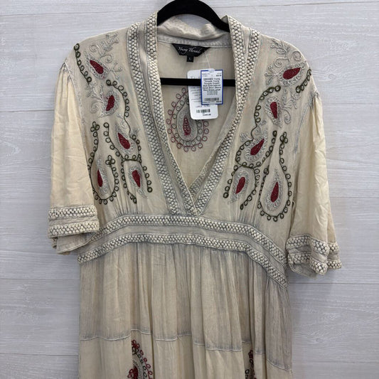 Young Threads Cream/ Multi Embroidered Detail Short Sleeve Maxi Dress Large