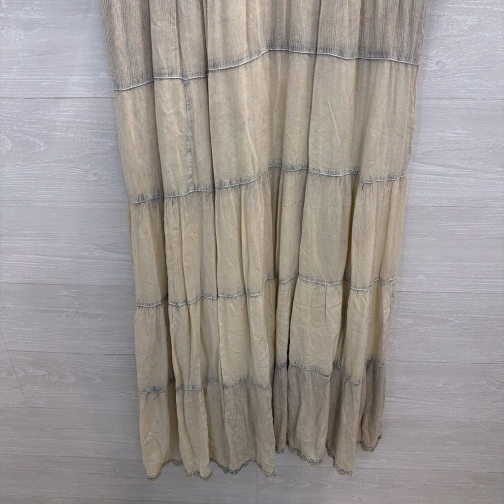 Young Threads Cream/ Multi Embroidered Detail Short Sleeve Maxi Dress Large