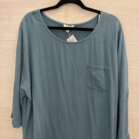 Umgee Blue Long Bell Sleeve Top Medium