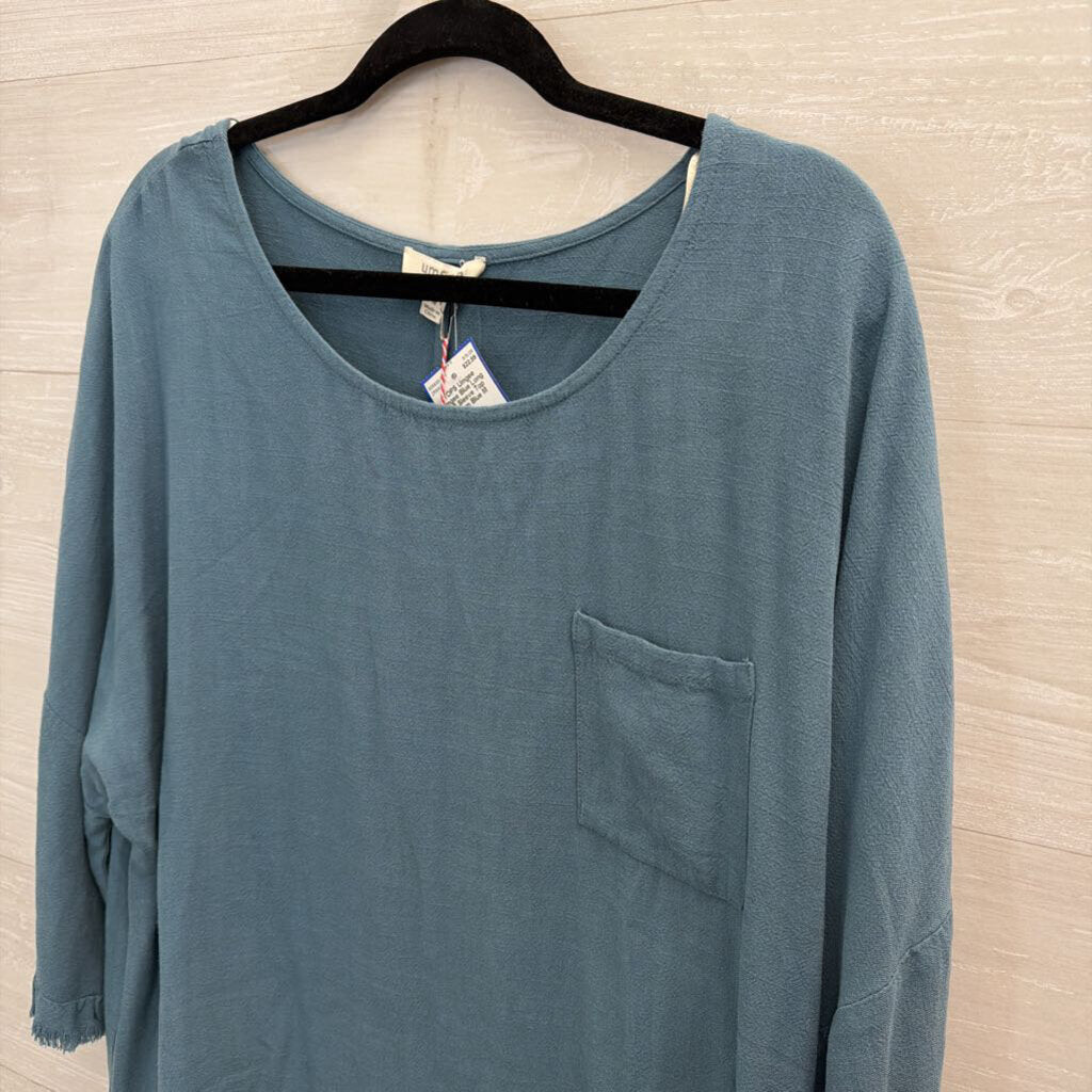 Umgee Blue Long Bell Sleeve Top Medium