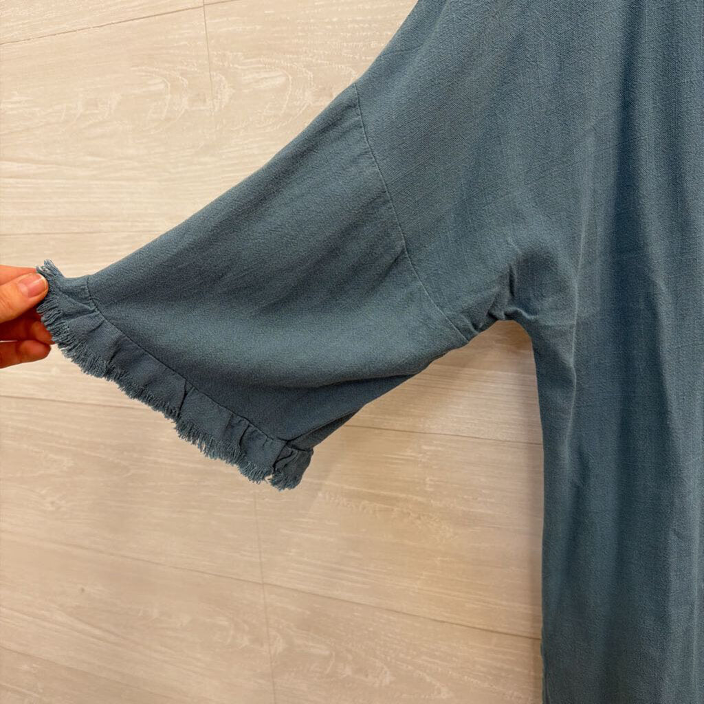Umgee Blue Long Bell Sleeve Top Medium