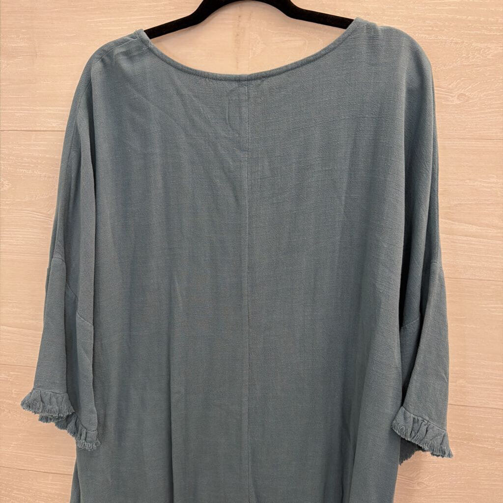 Umgee Blue Long Bell Sleeve Top Medium