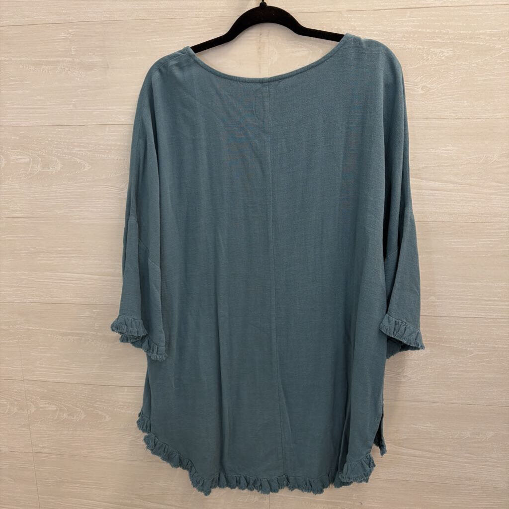 Umgee Blue Long Bell Sleeve Top Medium