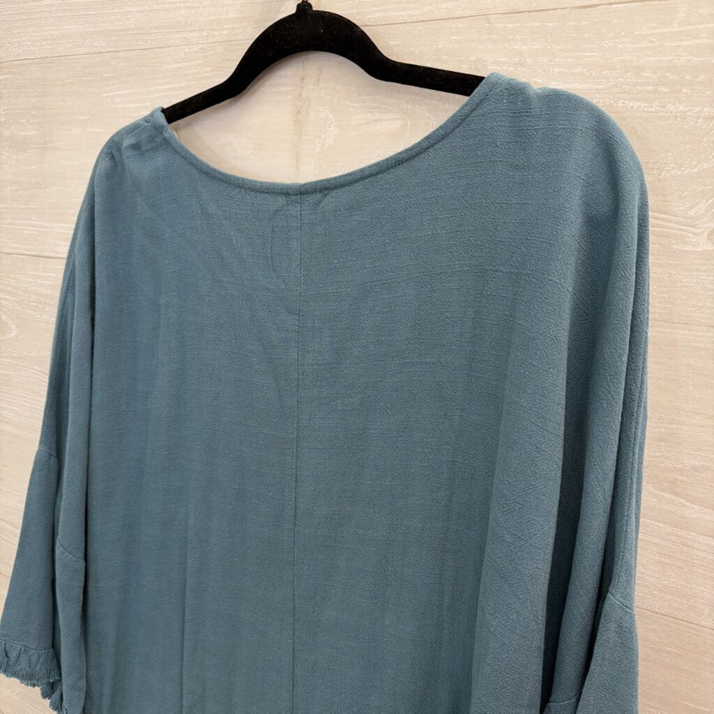 Umgee Blue Long Bell Sleeve Top Medium