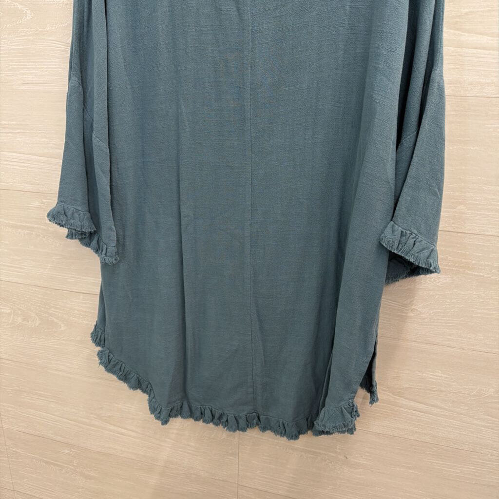 Umgee Blue Long Bell Sleeve Top Medium