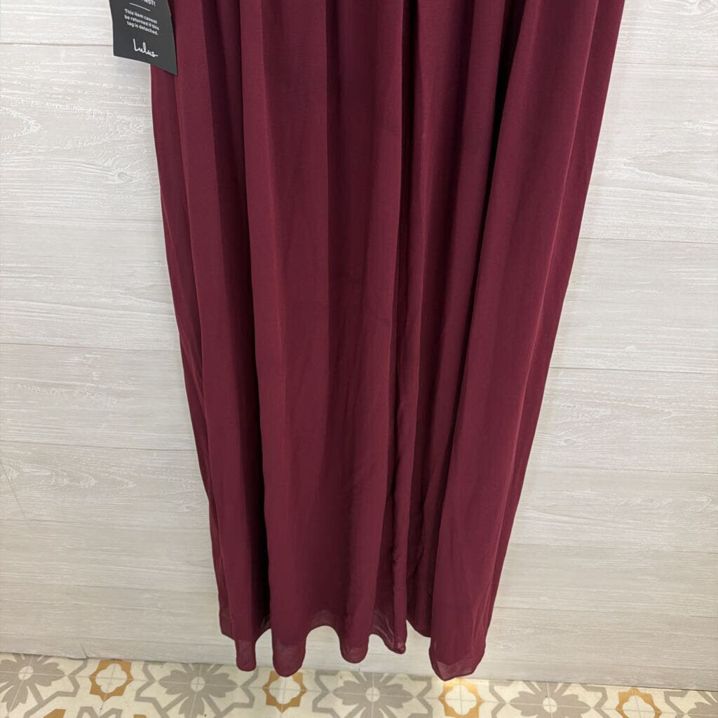 Lulus Burgundy Short Flutter Sleeve Long Formal Dress Medium