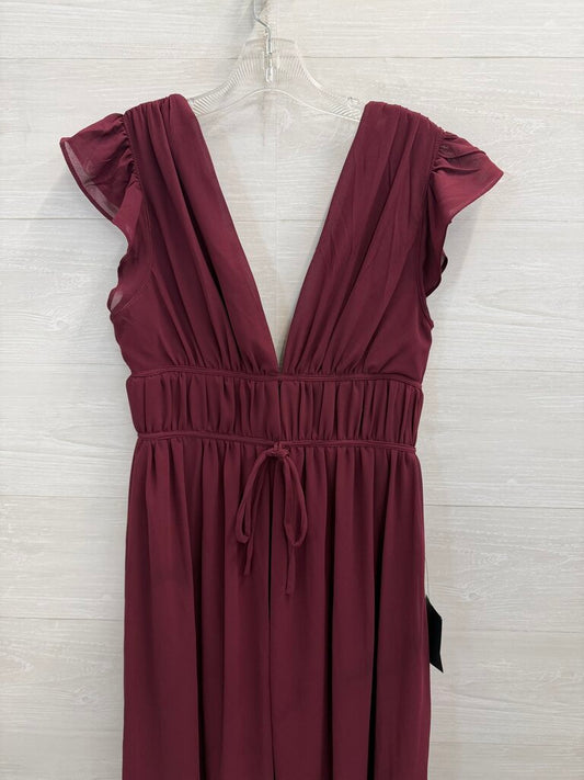 Lulus Burgundy Short Flutter Sleeve Long Formal Dress Medium