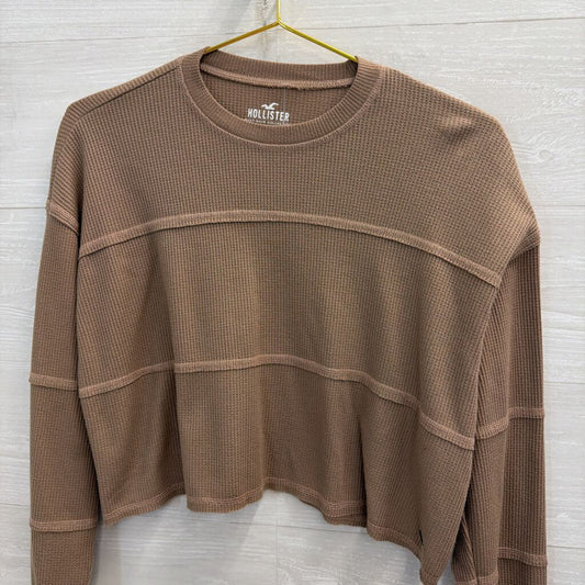 Hollister Brown Cropped Long Sleeve Top Extra Small