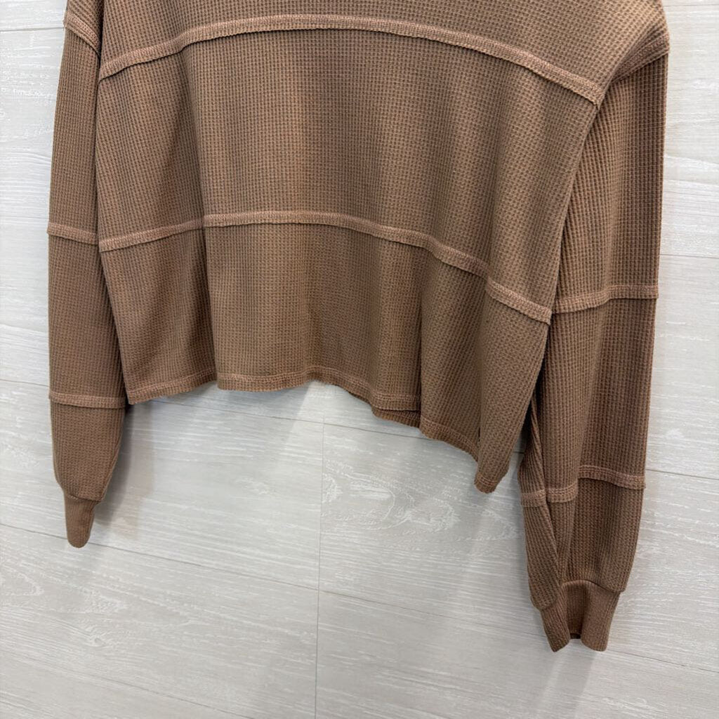 Hollister Brown Cropped Long Sleeve Top Extra Small