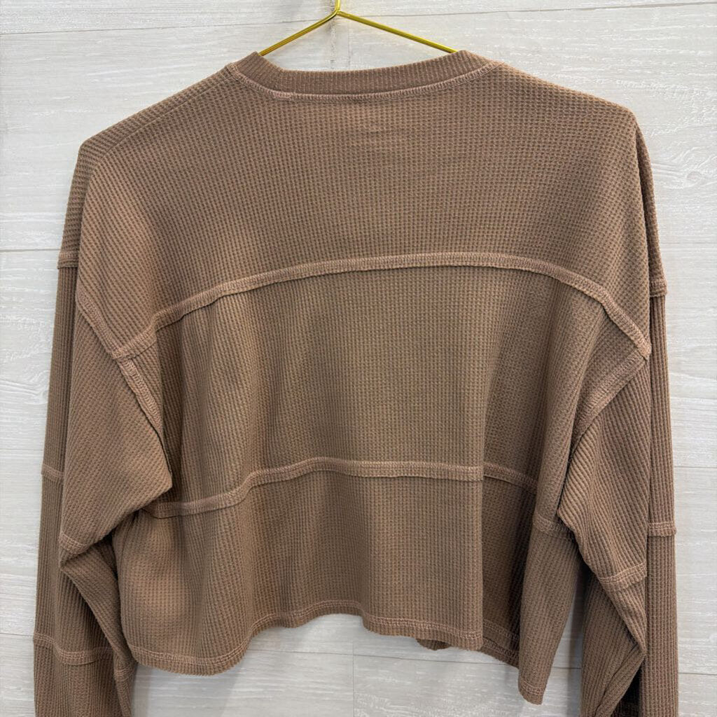 Hollister Brown Cropped Long Sleeve Top Extra Small