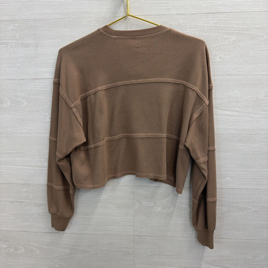 Hollister Brown Cropped Long Sleeve Top Extra Small