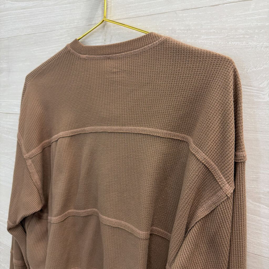 Hollister Brown Cropped Long Sleeve Top Extra Small