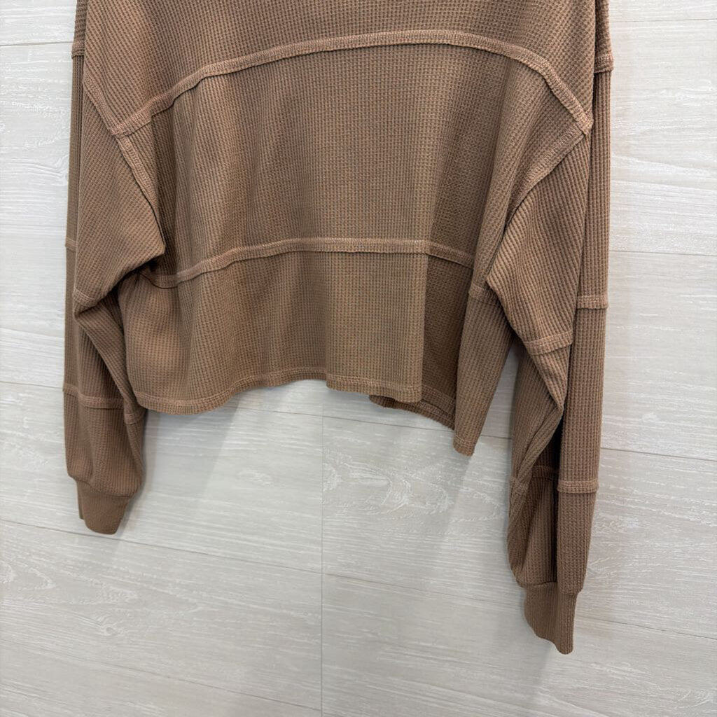 Hollister Brown Cropped Long Sleeve Top Extra Small