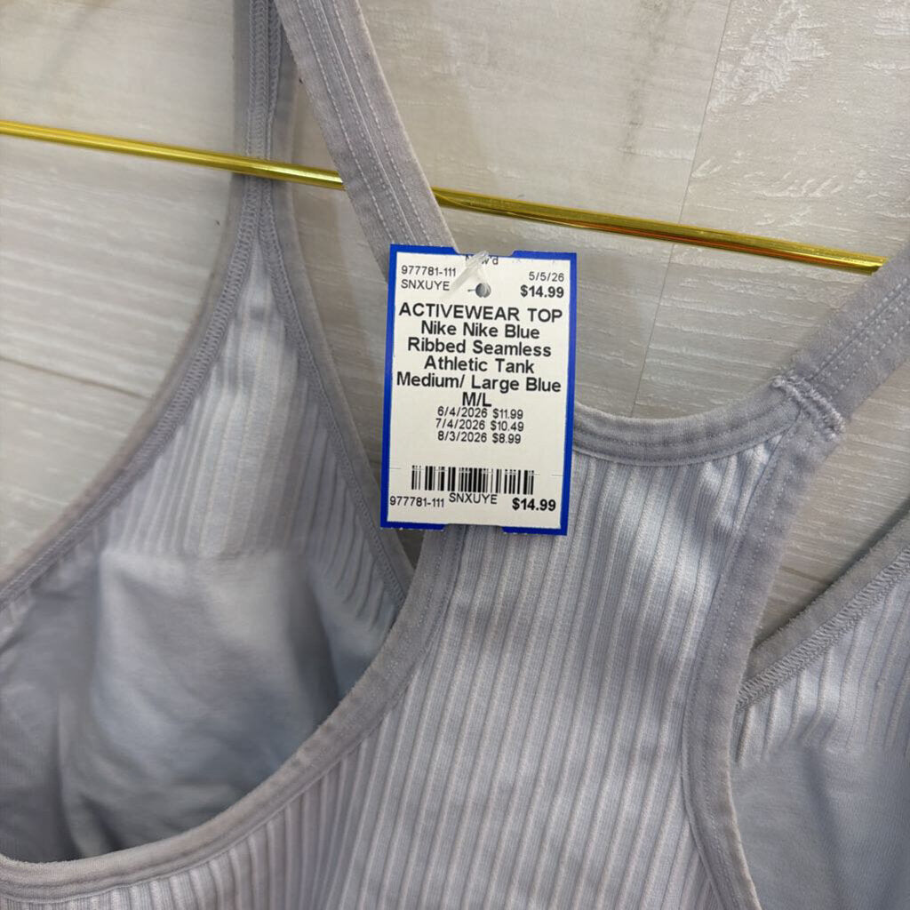 Nike Blue Ribbed Seamless Athletic Tank Medium/ Large