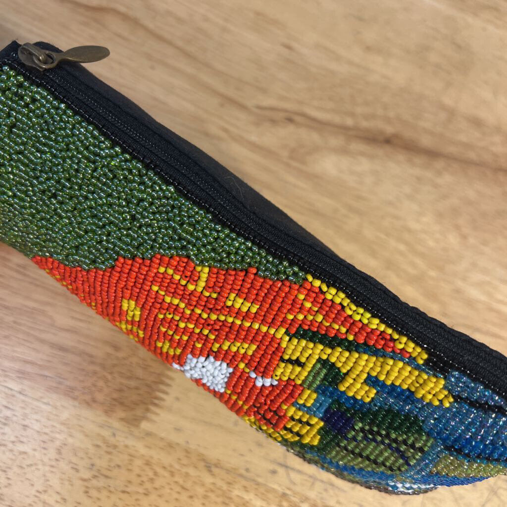 Bamboo Trading Company Black/ Multi Beaded Parrot Purse