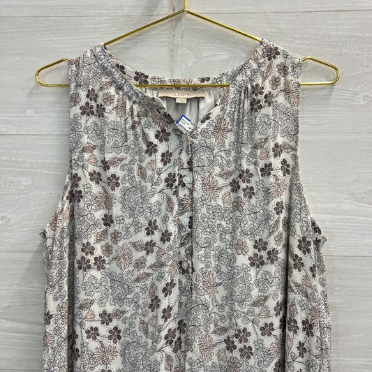 Loft White/ Multi Print Sleeveless Dress Large